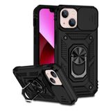 Case 4U Apple iPhone 14 Kılıf Kamera Korumalı Sürgülü Vega Yüzüklü Armor Military Tank Zırh Siyah