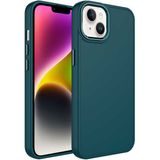 Case 4U Apple iPhone 14 Plus Kılıf Metal Çerçeve Hassas Butonlu Renkli Içi Kadife Lansman Kılıfı Luna Kapak Koyu Yeşil