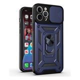 Case 4U Apple iPhone 14 Pro Max Kılıf Kamera Korumalı Sürgülü Vega Yüzüklü Armor Military Tank Zırh Lacivert