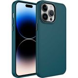 Case 4U Apple iPhone 14 Pro Max Kılıf Metal Çerçeve Hassas Butonlu Renkli Içi Kadife Lansman Kılıfı Luna Kapak Koyu Yeşil