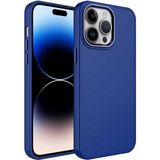 Case 4U Apple iPhone 14 Pro Max Kılıf Metal Çerçeve Hassas Butonlu Renkli Içi Kadife Lansman Kılıfı Luna Kapak Lacivert