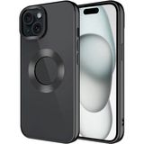 Case 4u Apple iPhone 15 Kamera Çerçeveli Logo Gösteren Omega Kılıf Siyah