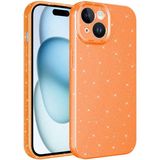 Case 4u Apple iPhone 15 Kılıf Kamera Korumalı Simli Lüks Koton Kapak Turuncu