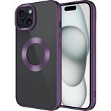 Case 4u Apple iPhone 15 Plus Kamera Çerçeveli Logo Gösteren Omega Kılıf Derin Mor