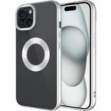 Case 4u Apple iPhone 15 Plus Kamera Çerçeveli Logo Gösteren Omega Kılıf Gümüş