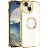 Case 4U Apple iPhone 15 Plus Kılıf Kamera Korumalı Logo Gösteren Omega Kapak Gold