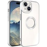 Case 4U Apple iPhone 15 Plus Kılıf Kamera Korumalı Logo Gösteren Omega Kapak Gümüş