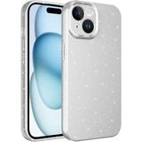 Case 4u Apple iPhone 15 Plus Kılıf Kamera Korumalı Simli Lüks Koton Kapak Gümüş