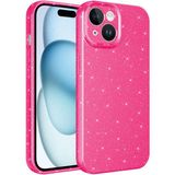 Case 4u Apple iPhone 15 Plus Kılıf Kamera Korumalı Simli Lüks Koton Kapak Koyu Pembe