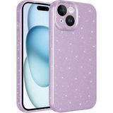Case 4u Apple iPhone 15 Plus Kılıf Kamera Korumalı Simli Lüks Koton Kapak Lila