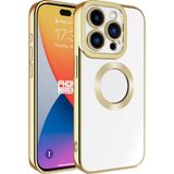 Case 4U Apple iPhone 15 Pro Kılıf Kamera Korumalı Logo Gösteren Omega Kapak Gold