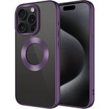 Case 4u Apple iPhone 15 Pro Max Kamera Çerçeveli Logo Gösteren Omega Kılıf Derin Mor