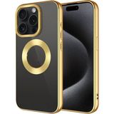 Case 4u Apple iPhone 15 Pro Max Kamera Çerçeveli Logo Gösteren Omega Kılıf Gold