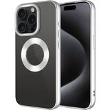 Case 4u Apple iPhone 15 Pro Max Kamera Çerçeveli Logo Gösteren Omega Kılıf Gümüş