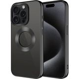 Case 4u Apple iPhone 15 Pro Max Kamera Çerçeveli Logo Gösteren Omega Kılıf Siyah