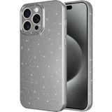 Case 4u Apple iPhone 15 Pro Max Kılıf Kamera Korumalı Simli Lüks Koton Kapak Gri