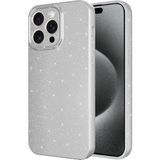 Case 4u Apple iPhone 15 Pro Max Kılıf Kamera Korumalı Simli Lüks Koton Kapak Gümüş