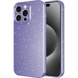 Case 4u Apple iPhone 15 Pro Max Kılıf Kamera Korumalı Simli Lüks Koton Kapak Koyu Pembe