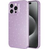 Case 4u Apple iPhone 15 Pro Max Kılıf Kamera Korumalı Simli Lüks Koton Kapak Lila