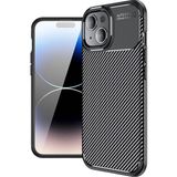 Case 4u Apple iPhone 15 Uyumlu Kılıf Rugged Armor Karbon Desenli Lüx Negro Silikon Arka Kapak Siyah