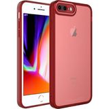 Case 4U Apple iPhone 7 Plus / 8 Plus Kılıf Kamera Korumalı Parlak Tasarımlı Renkli Darbe Emici Transparan Post Kapak Kırmızı