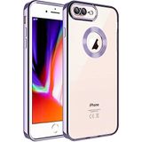 Case 4U Apple iPhone 7 Plus / 8 Plus Kılıf Kamera Lens Korumalı Şeffaf Renkli Logo Gösteren Parlak Omega Kapak Lila