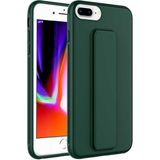 Case 4U Apple iPhone 8 Plus / 7 Plus Kılıf Stand Olabilen Mat Yüzey Kaliteli TPU Silikon Qstand Arka Kapak Koyu Yeşil