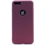 Case 4U Apple iPhone 8 Plus Kılıf Klasik Mat Renkli Yumuşak Premier Silikon Mürdüm