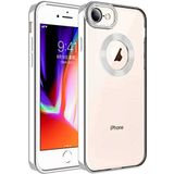 Case 4U Apple iPhone 8/7 Kılıf Kamera Lens Korumalı Şeffaf Renkli Logo Gösteren Parlak Omega Kapak Gümüş