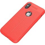 Case 4U Apple iPhone XS Max Kılıf Rugan Armor Deri Görünümlü Yüksek Kalite Silikon Niss Kılıf - Kırmızı