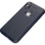 Case 4U Apple iPhone XS Max Kılıf Rugan Armor Deri Görünümlü Yüksek Kalite Silikon Niss Kılıf - Lacivert
