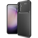 Case 4u Galaxy S24 Plus Kılıf Rugged Armor Karbon Desenli Silikon Arka Kapak Siyah