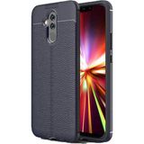 Case 4U Huawei Mate 20 Lite Kılıf Rugan Armor Deri Görünümlü Yüksek Kalite Silikon Niss - Lacivert