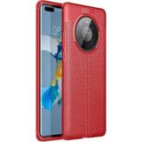 Case 4U Huawei Mate 40 Pro Kılıf Rugan Armor Deri Görünümlü Yüksek Kalite Silikon Niss Kırmızı
