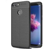 Case 4U Huawei P Smart Kılıf Rugan Armor Deri Görünümlü Yüksek Kalite Silikon Niss Siyah