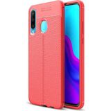 Case 4U Huawei P30 Lite Kılıf Rugan Armor Deri Görünümlü Yüksek Kalite Silikon Niss Kırmızı