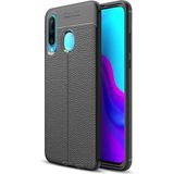 Case 4U Huawei P30 Lite Kılıf Rugan Armor Deri Görünümlü Yüksek Kalite Silikon Niss Siyah
