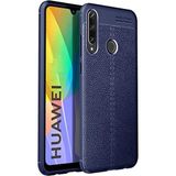 Case 4U Huawei P40 Lite E Kılıf Rugan Armor Deri Görünümlü Yüksek Kalite Silikon Niss Lacivert