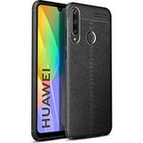 Case 4U Huawei P40 Lite E Kılıf Rugan Armor Deri Görünümlü Yüksek Kalite Silikon Niss Siyah