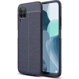 Case 4U Huawei P40 Lite Kılıf Rugan Armor Deri Görünümlü Yüksek Kalite Silikon Niss Lacivert