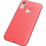 Case 4U Huawei Y6 2019 Kılıf Rugan Armor Deri Görünümlü Yüksek Kalite Silikon Niss Kırmızı