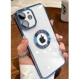 Case 4U iPhone 11 ile uyumlu Kılıf Kamera Lens Korumalı Şeffaf Renkli Logo Gösteren Parlak Omega Kapak Açık Mavi HBCV000035A88Q