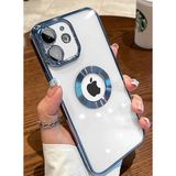 Case 4U iPhone 11 Kılıf Kamera Lens Korumalı Şeffaf Renkli Logo Gösteren Parlak Omega Kapak Açık Mavi