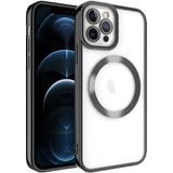 Case 4U iPhone 12 ile uyumlu Pro Max Kılıf Kablosuz Wireless Şarj Destekli Kamera Korumalı Şeffaf Kenarları Renkli Setro Kapak Siyah HBCV00002SGCGC