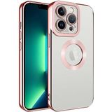 Case 4U iPhone 12 Pro Kılıf Kamera Lens Korumalı Şeffaf Renkli Logo Gösteren Parlak Omega Kapak Rose Gold