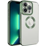 Case 4U iPhone 13 Pro Max Kılıf Kamera Lens Korumalı Şeffaf Renkli Logo Gösteren Parlak Omega Kapak Yeşil