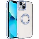 Case 4U iPhone 14 ile uyumlu Kılıf Kamera Lens Korumalı Şeffaf Renkli Logo Gösteren Parlak Omega Kapak Açık Mavi HBCV000035A85J