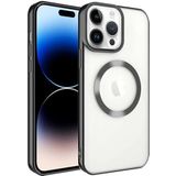 Case 4U iPhone 14 ile uyumlu Pro Max Kılıf Kablosuz Wireless Şarj Destekli Kamera Korumalı Şeffaf Kenarları Renkli Setro Kapak Siyah HBCV000035A86O