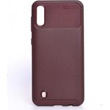 Case 4U M10 Uyumlu Kılıf Rugged Armor Karbon Desenli Lüx Negro Silikon Arka Kapak Kahverengi - Galaxy M10