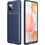 Case 4U M12 Uyumlu Kılıf Rugged Armor Karbon Desenli Lüx Negro Silikon Arka Kapak Lacivert - Galaxy M12